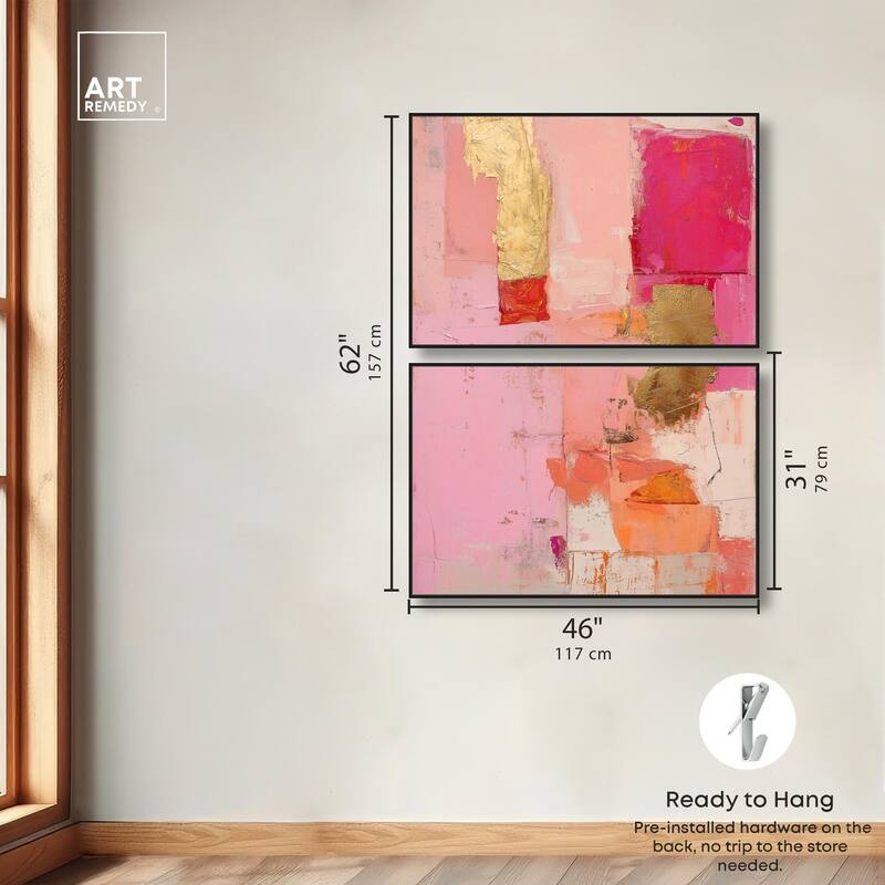 Petal Patchwork I Canvas Set of 2 by Art Remedy