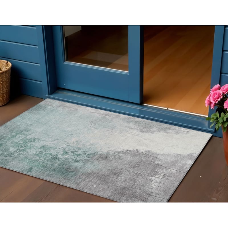 HomeRoots Abstract Transitional Rectangle Outdoor Rug - 3' x 5'