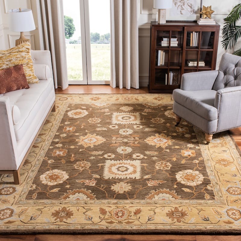 SAFAVIEH Handmade Anatolia Ibala Traditional Hand-spun Wool Rug - 8' x 10' - Brown/Taupe