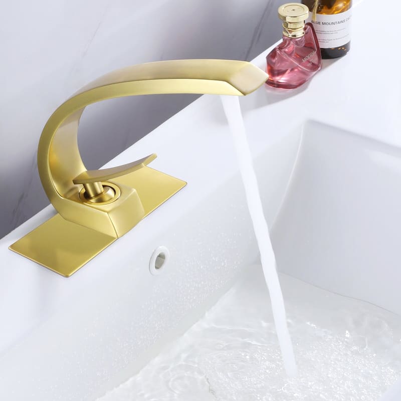 Rbrohant 7"H Single-Handle Bathroom Faucet with Deckplate, Vessel Faucet for Bathroom