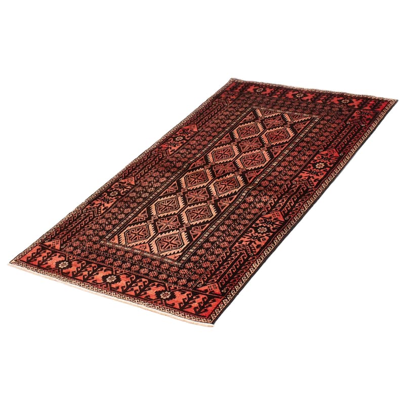 ECARPETGALLERY Hand-knotted Royal Baluch Black Wool Rug - 3'8 x 6'7