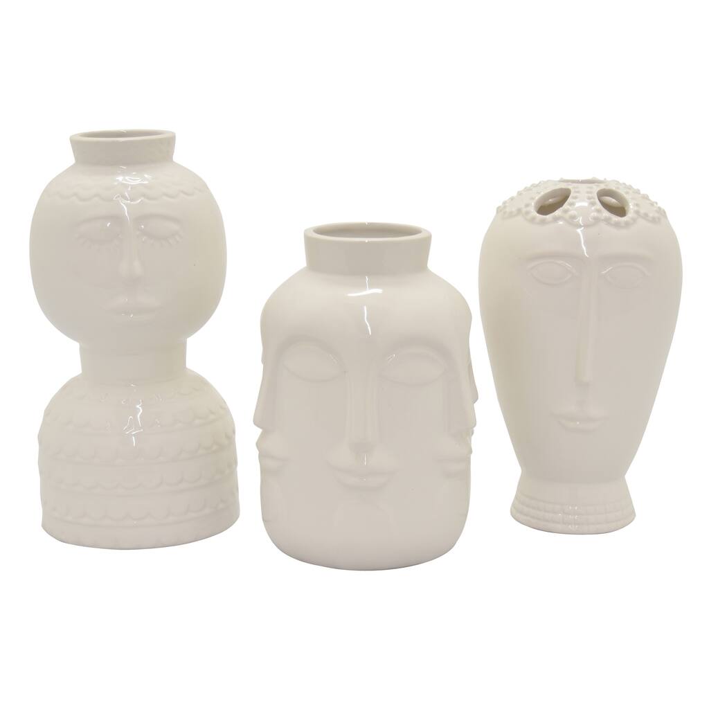 Plutus Brands Vase in White Porcelain Set of 3
