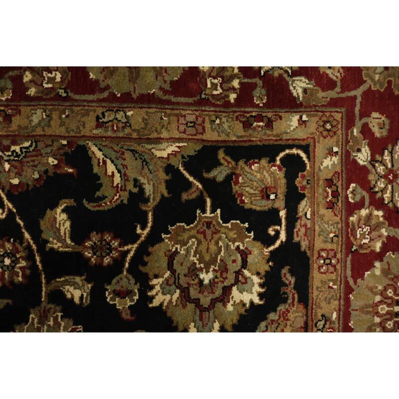 Hand Knotted Oriental 100% Wool Carpet Traditional All-Over Black Agra Area Rug - 8' 1'' X 8' 3''
