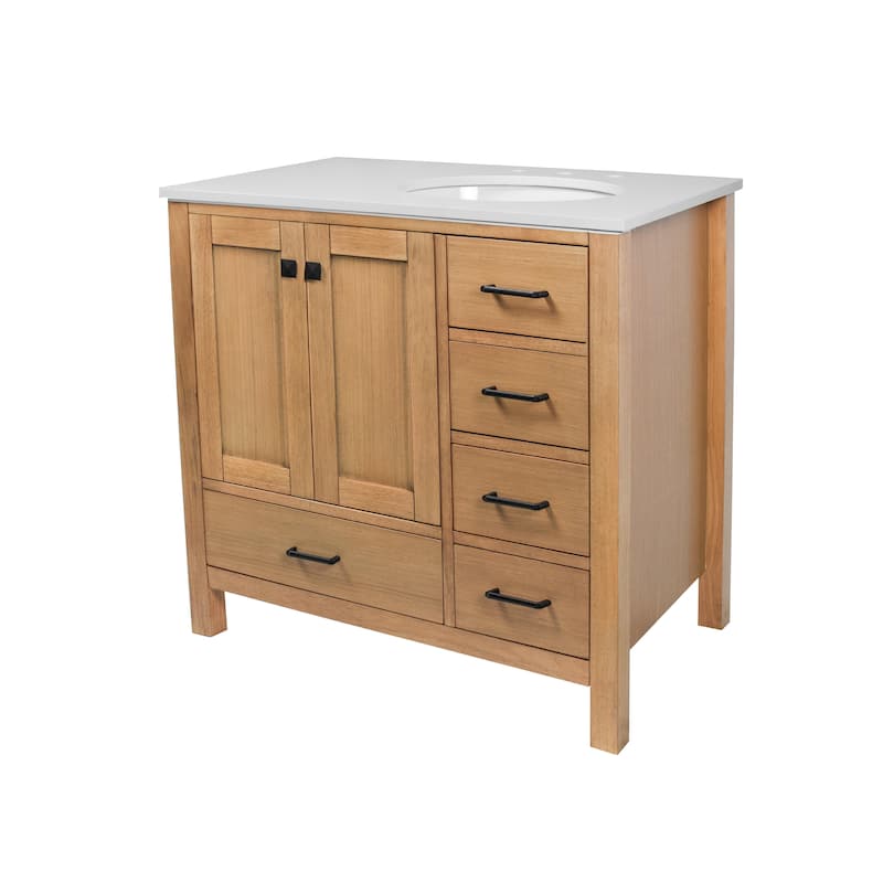 KitchenBathCollection Horizon 36" Bathroom Vanity with Engineered White Top