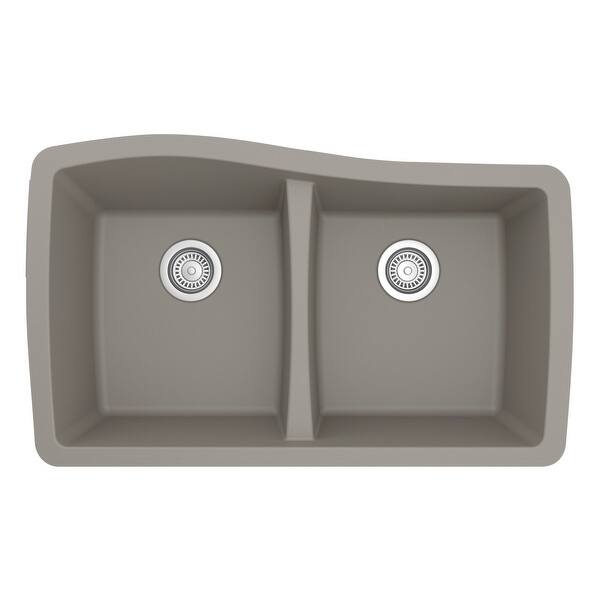slide 19 of 58, Karran Undermount Quartz Double Bowl Kitchen Sink Concrete
