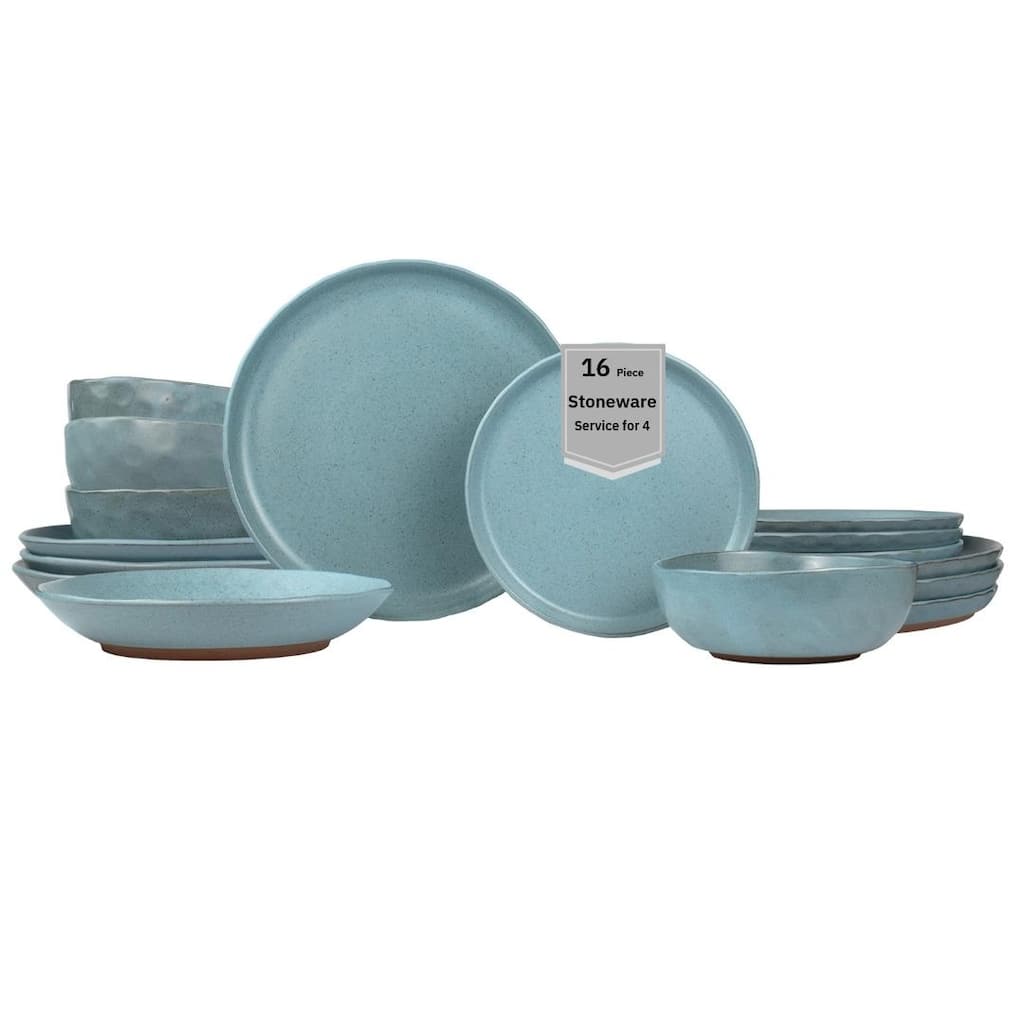 Sango Kaya Blue 16 Piece Stoneware Dinnerware Set, Service for 4
