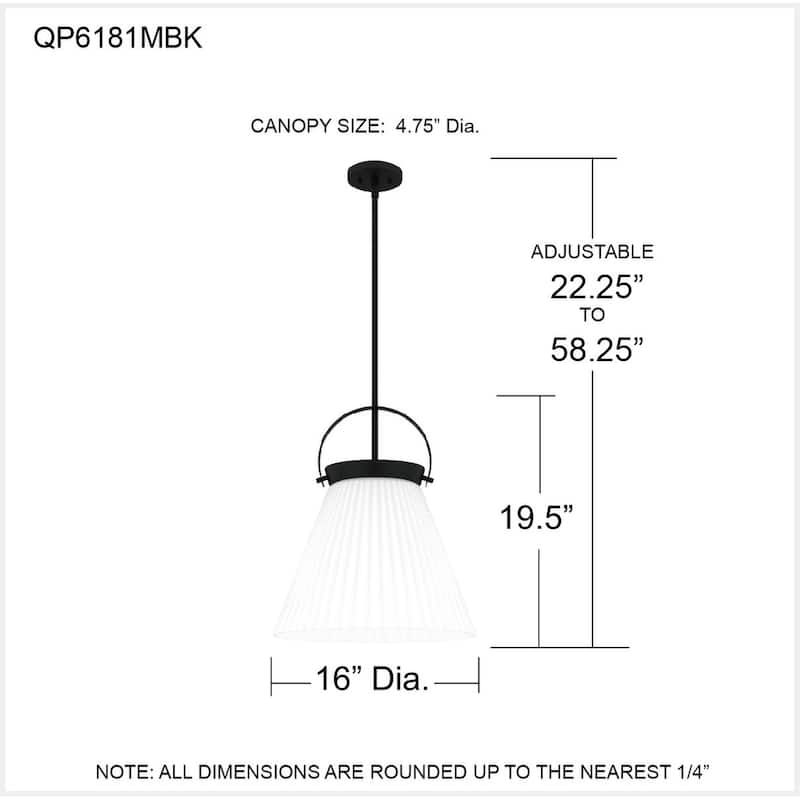 Thibault 1-Light Matte Black Pendant Light