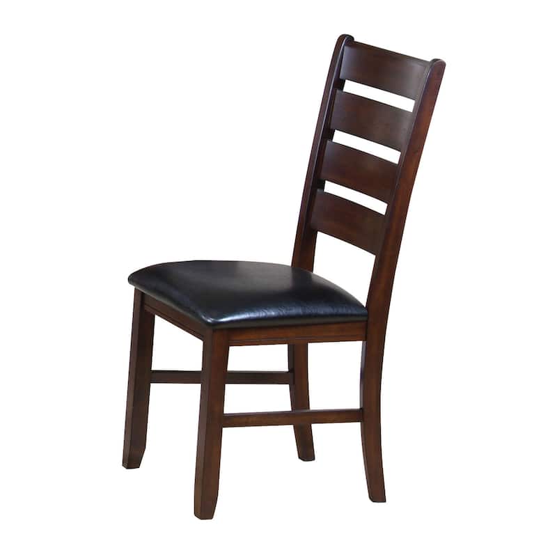 Leather Upholstered Wooden Side Chairs With Ladder Back, (Set of 2) - 40 H x 19.5 W x 23 L Inches