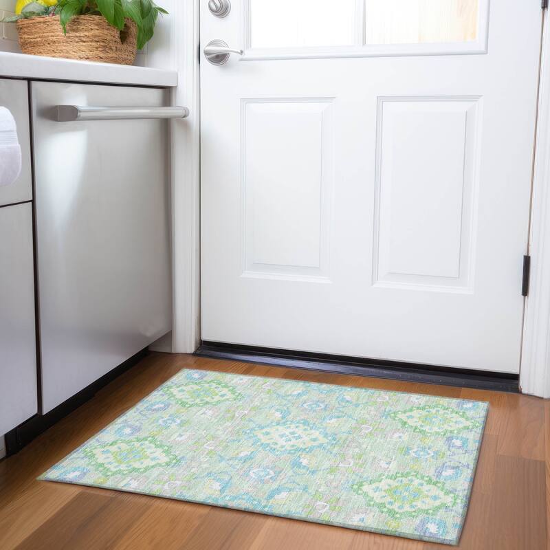 Premium Washable Super Soft Traditional Grace Mayfield Rug - Mint - 1'8" x 2'6"