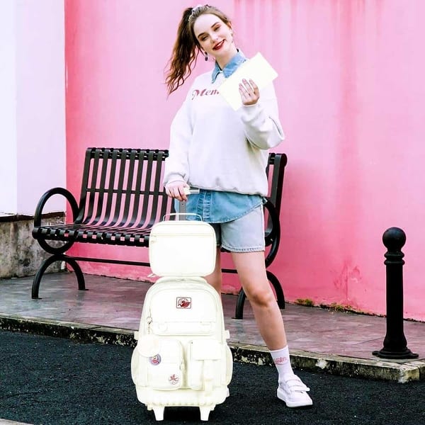 Rolling Backpack for Girls Women, 21 inch Roller Wheels Backpacks for  School, Water Resistant Wheeled Bookbag - Bed Bath & Beyond - 42714498