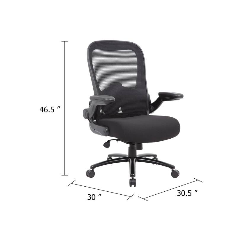 Heavy Duty XL Armchair, Black Mesh, Steel Frame, Wheels, Swivel Seat