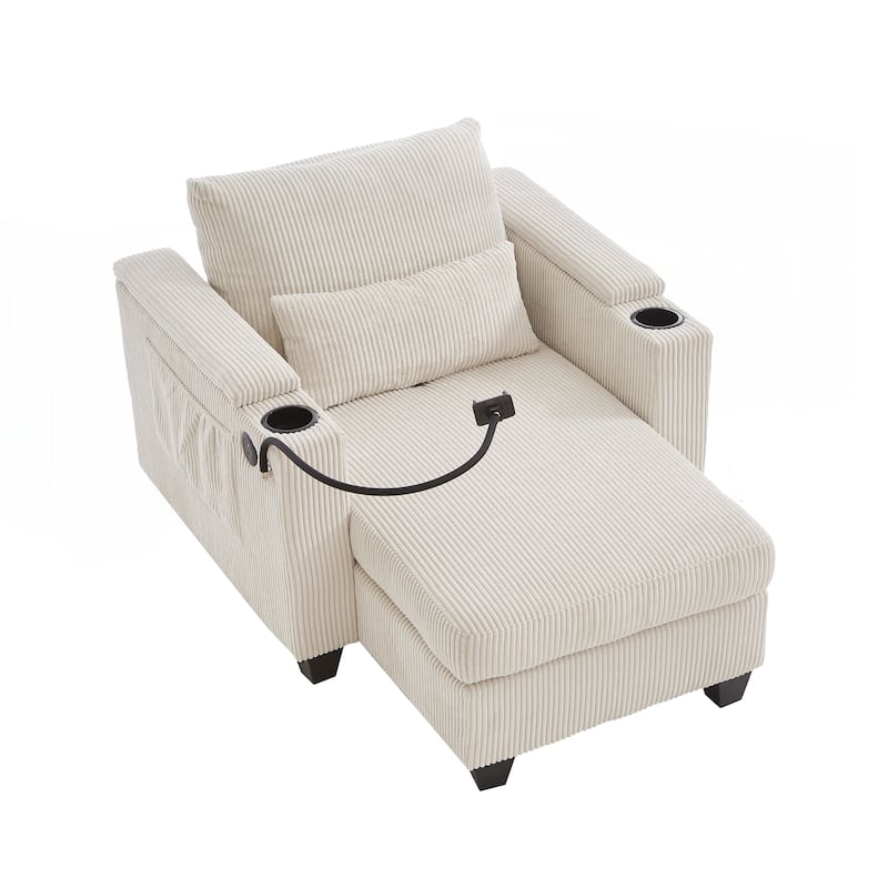 Sofa Chair Sofa Bed Corduroy Sleeper Sofa with USB Ports