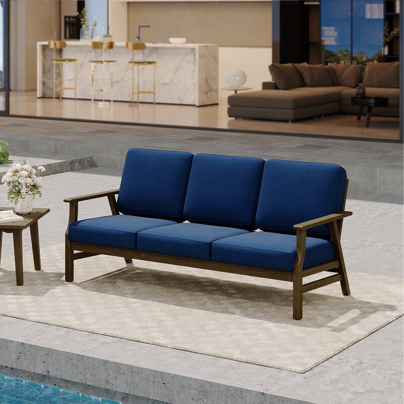 Modern Wood Cushioned 5-Piece Outdoor Patio Conversation Set