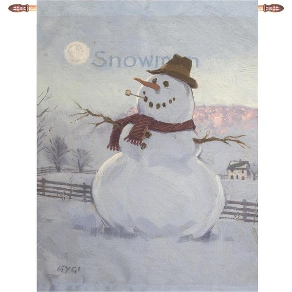 White and Gray Winter Snowmen Designer Print Wall Hanging 26" x 36" - N/A