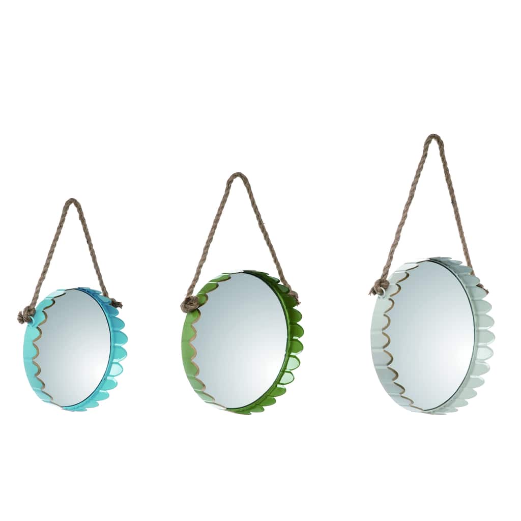 Transpac Glass 25 in. Multicolor Spring Mirror Wall Decor Set of 3