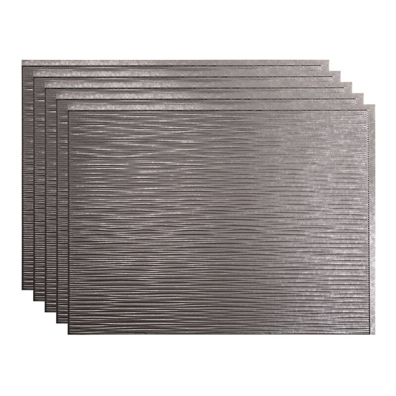 FASÄDE Ripple Decorative Vinyl Backsplash Panel - 5 Pack - Galvanized Steel