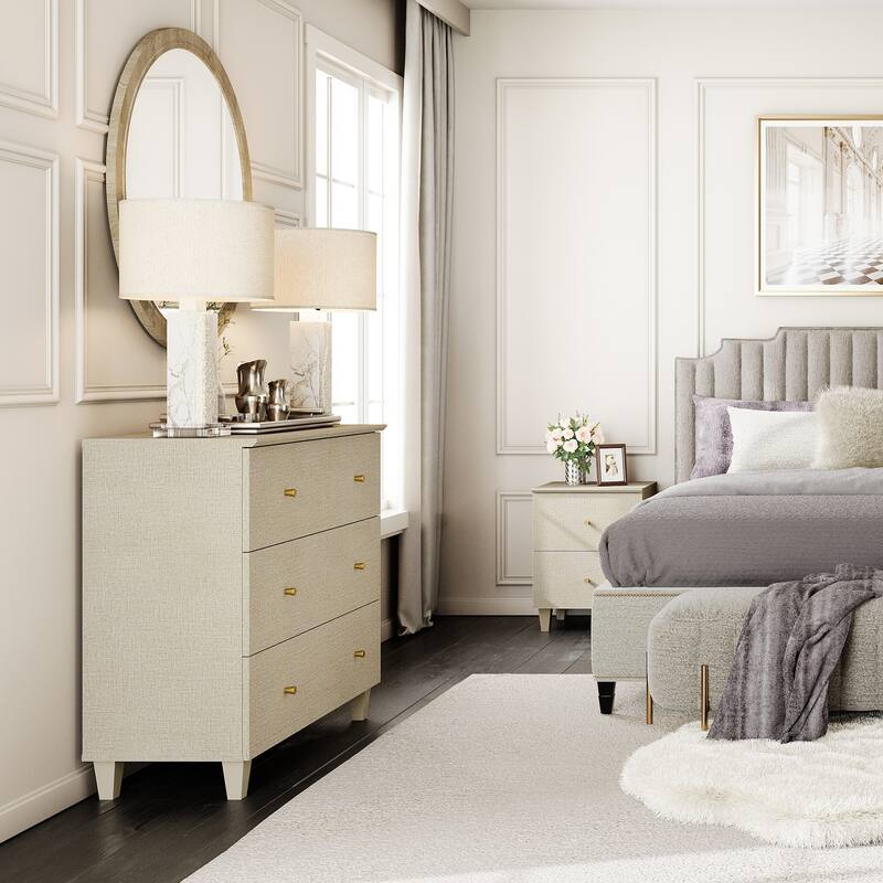 3-Drawer Dresser and Nightstand Set for Bedroom - 2 Packs