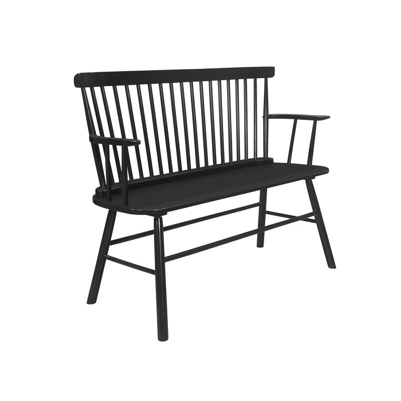 Patio Garden Bench -  Weatherproof Outdoor Seating | Carved Detailing|Black