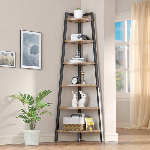 68.9" Tall Corner Shelf, 6 Tier Corner Bookshelf and Bookcase