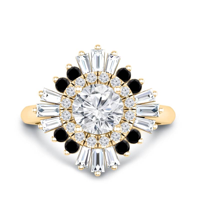 Auriya 14k Gold 1 1/2ctw Ballerina Halo Diamond Engagement Ring Certified (G-H, VS1-VS2) - Yellow - 4.5