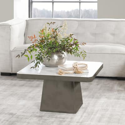 Classic Home Far Marble and Metal Square Coffee Table