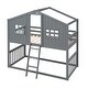 preview thumbnail 22 of 40, Traditional House Shaped Twin Over Twin Bunk Bed with Window,Solid Wood Bed with Sloping Ladder