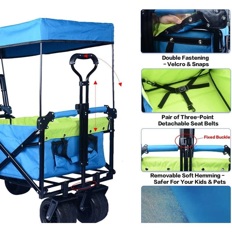 Wagons Carts Foldable with Removable Canopy