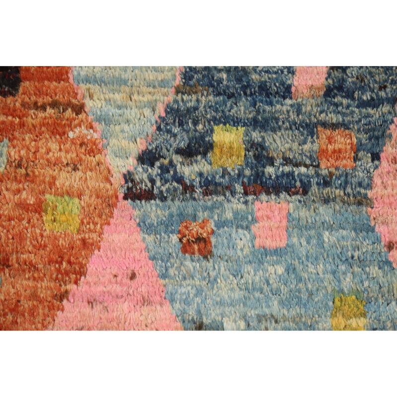 Geometric Moroccan Area Rug Handmade Tribal Wool Carpet - 6'7" x 9'7"