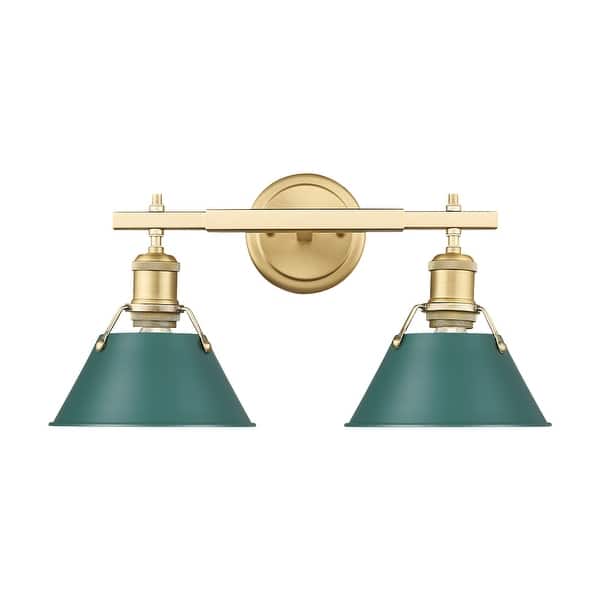 slide 1 of 1, Golden Lighting 3306-BA2 BCB Orwell 2 Light 18" Wide Vanity Light Brushed Champagne Bronze / Pine Green Shades