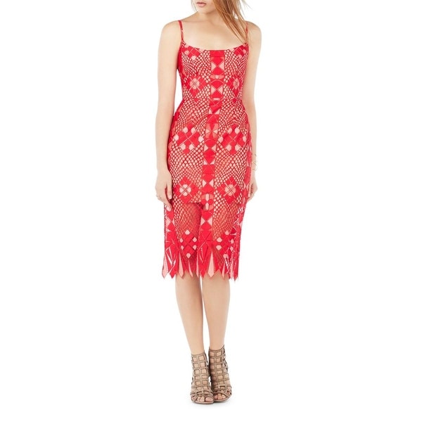 bcbgmaxazria red lace dress