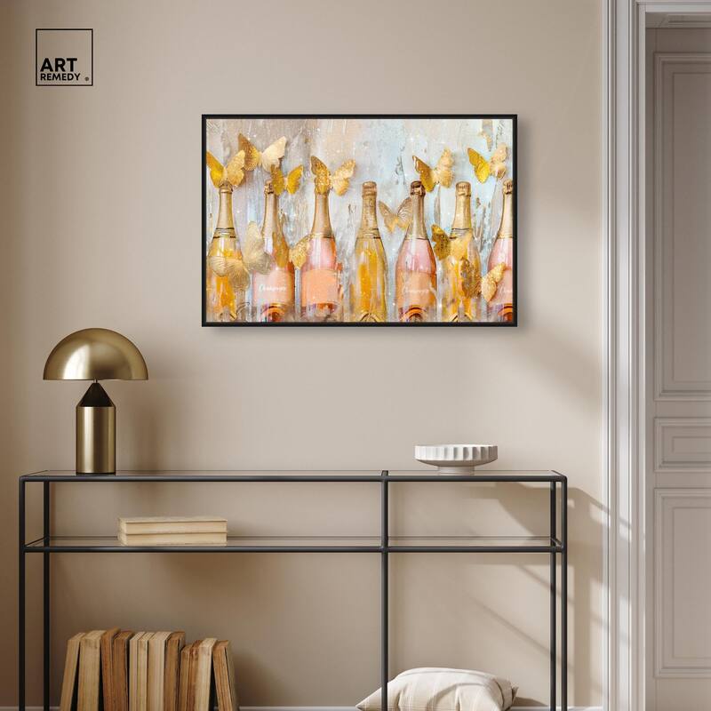 Golden Bright Campagne Line Canvas by Art Remedy