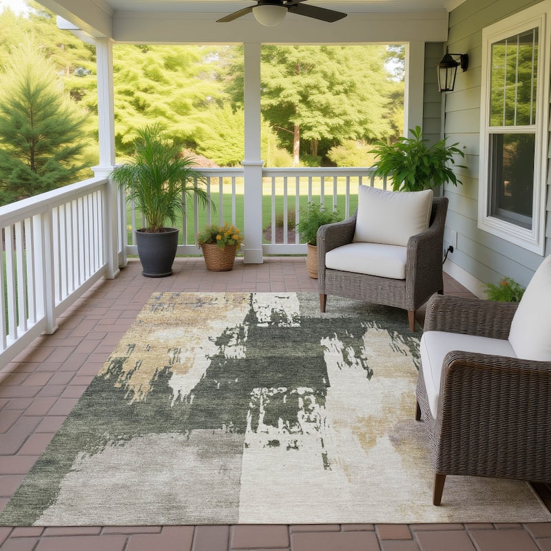 Machine Washable Indoor/ Outdoor Contemporary Fusion Chantille Rug