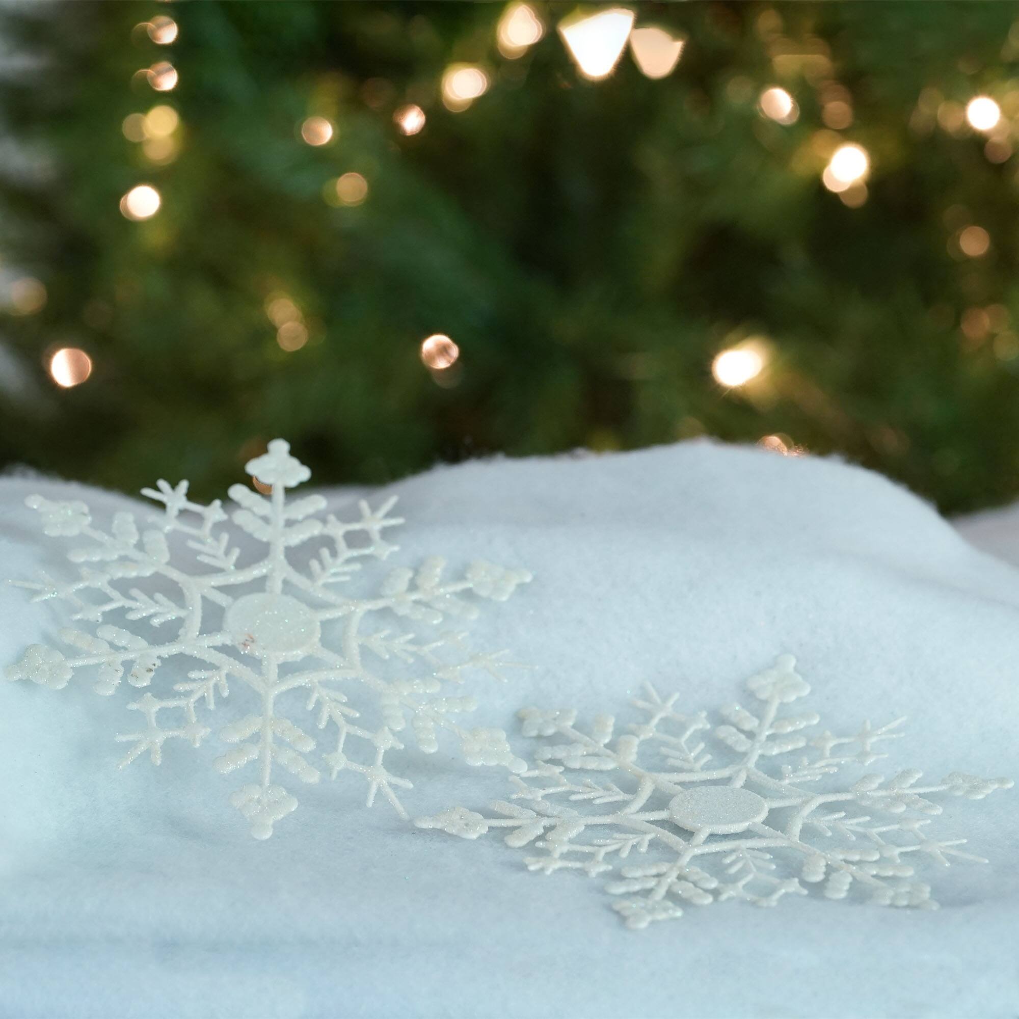 Club Pack of 12 White Glitter Snowflake Christmas Ornaments 6.25