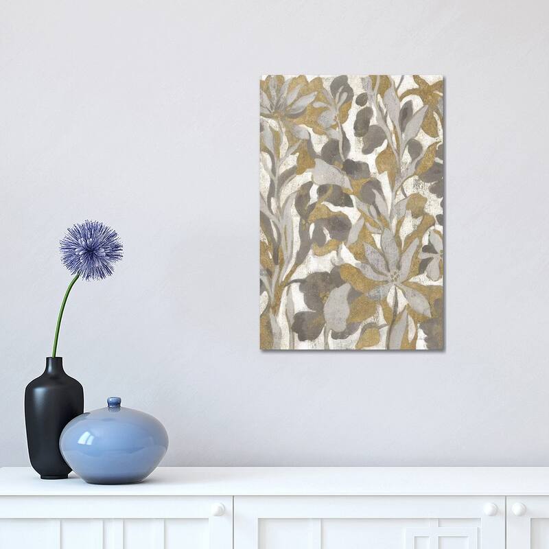 iCanvas "Painted Tropical Screen I Gray Gold" by Silvia Vassileva Canvas Print - 18x12x1.5
