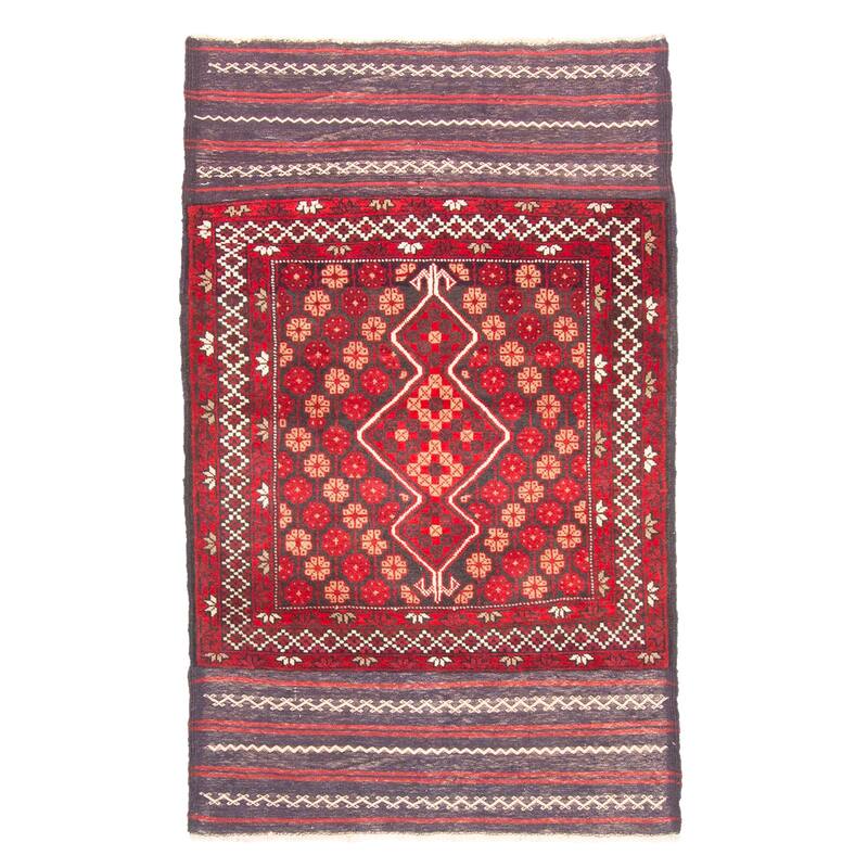 ECARPETGALLERY Hand-knotted Teimani Red Wool Rug - 2'11 x 4'10