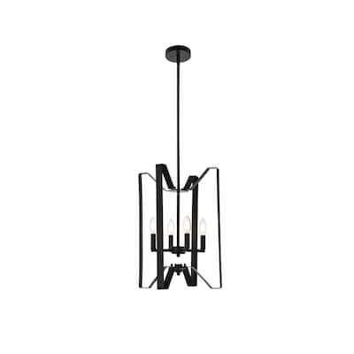 Hugo 4 Light Pendant in black - 14 Inch