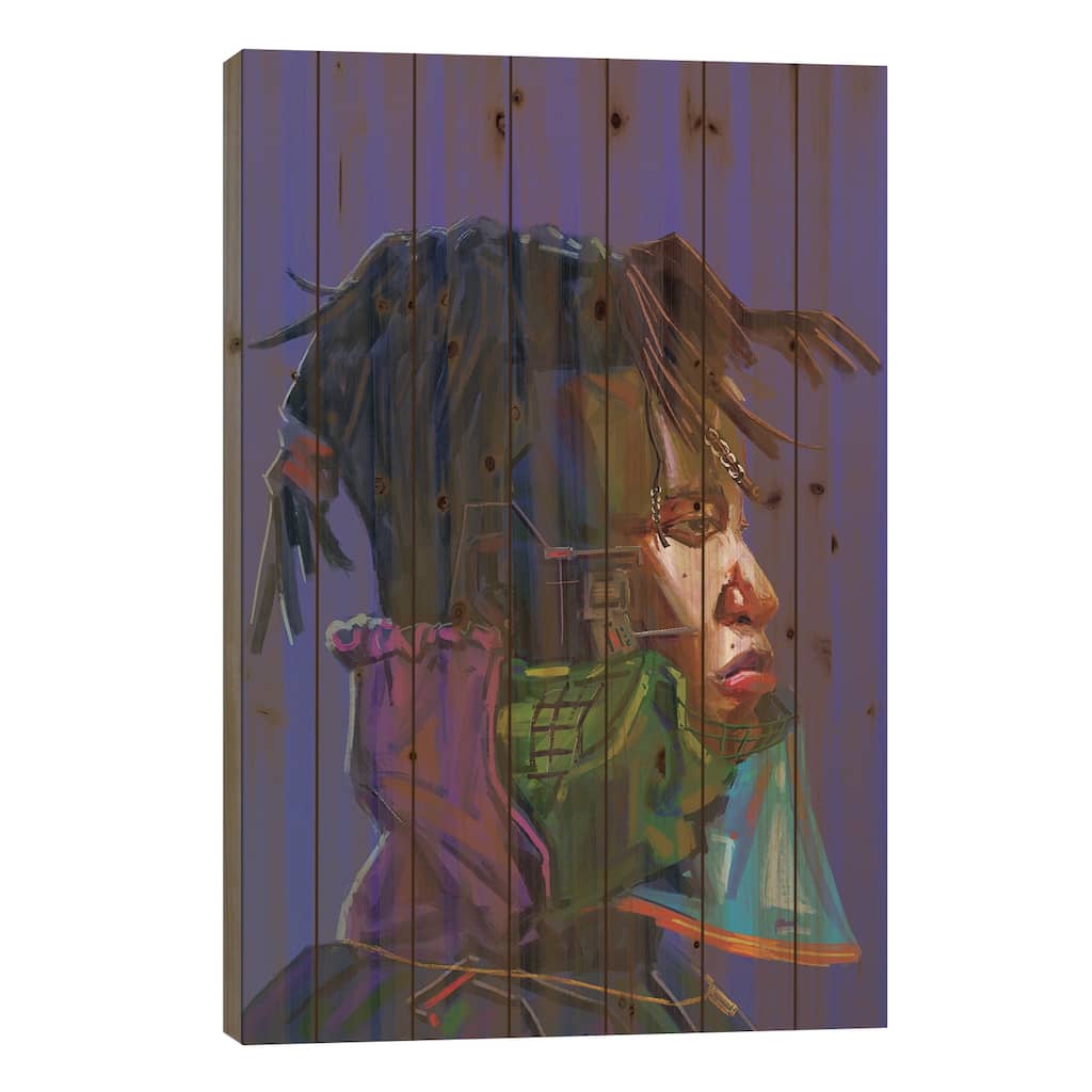 Indigo Boy Print On Wood by Sam Onche - Multi-Color