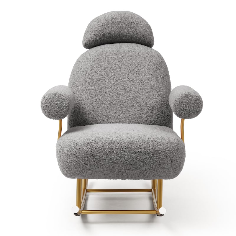 Modern Nursery Rocking Chair Upholstered Rocker Glider Chair Leisure Sofa Chair with Gold Metal Frame