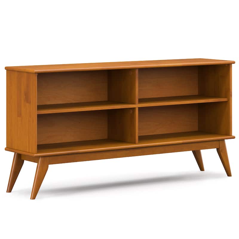 WYNDENHALL Tierney SOLID HARDWOOD 30 x 64 inch Modern Low Bookcase in Teak Brown - 14" d x 64" w x 30" h