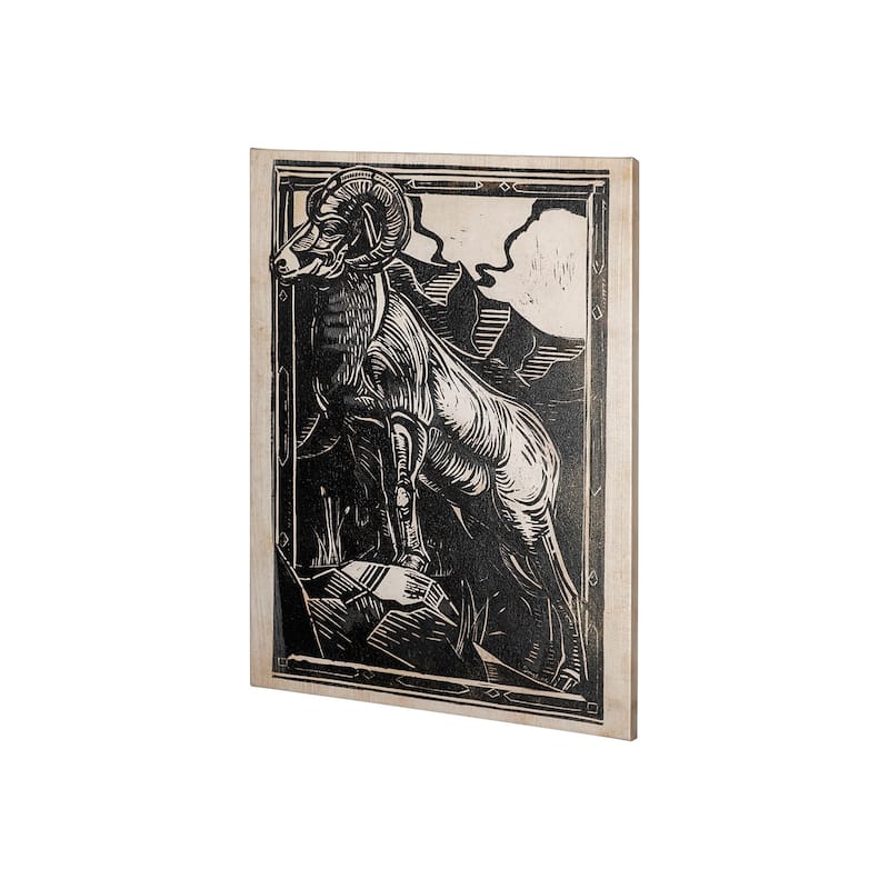 Linocut II (Ram) (30 x 40) Canvas Art Print