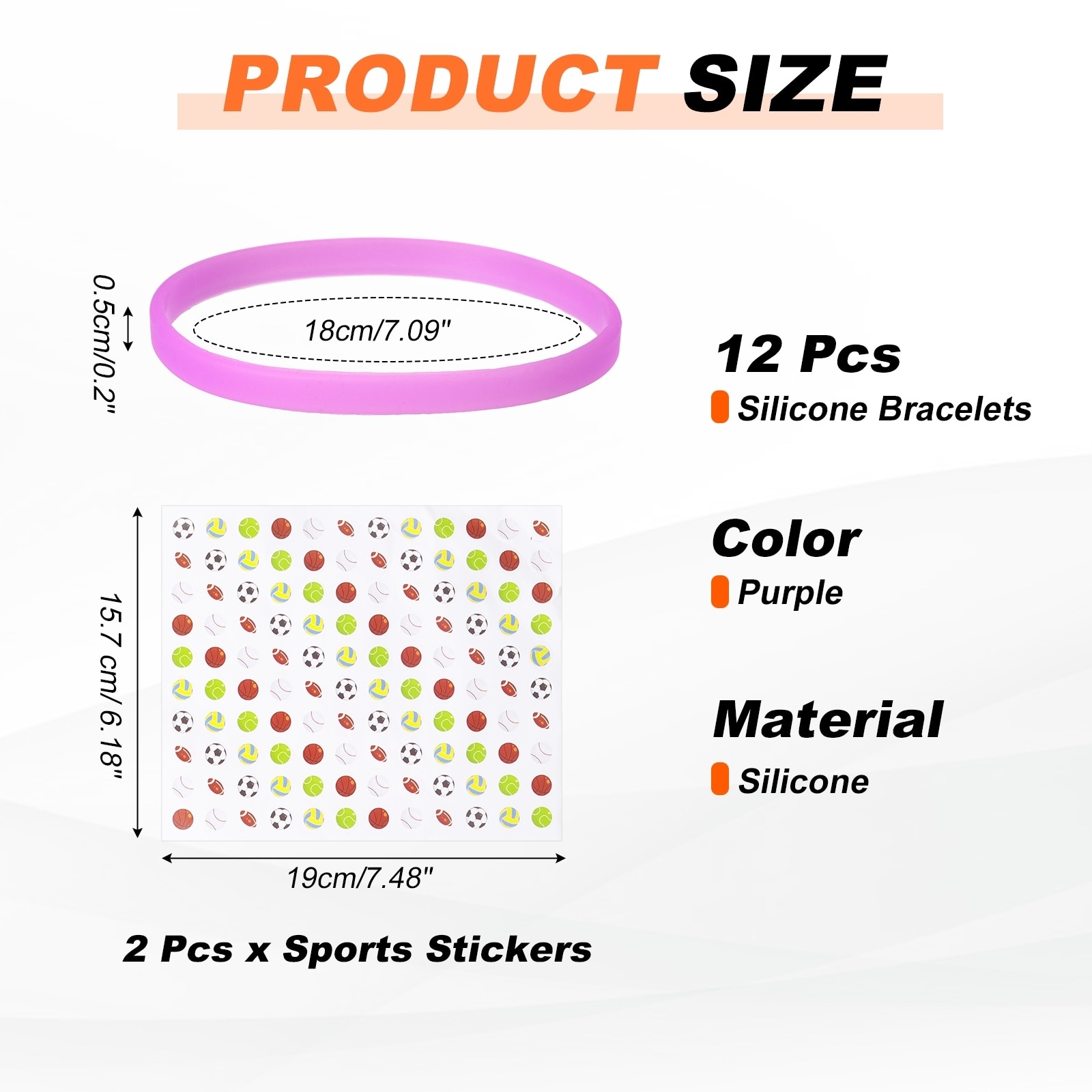 Glow in the Dark Silicone Bracelets, Neon Rubber Wristbands Blank Bracelets with Sports Stickers for Basketball