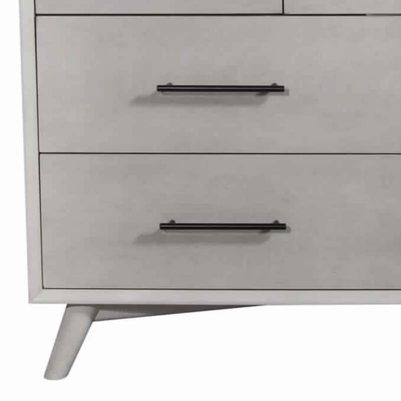 7 Drawer Mid Century Modern Wooden Dresser with Splayed Legs, Gray