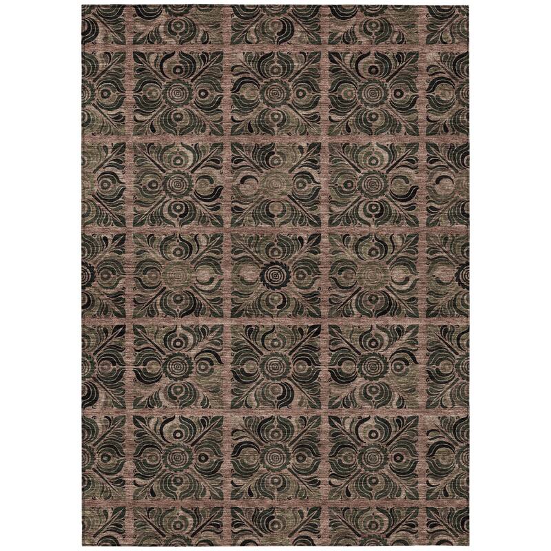 HomeRoots Medallion Transitional Rectangle Outdoor Rug