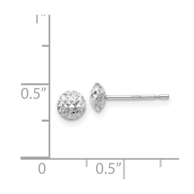 Curata 14k White Gold Diamond-Cut 5mm Puffed Button Post Earrings