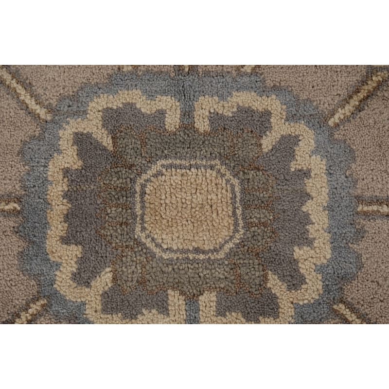 Grey Floral Oushak Indian Area Rug Handmade Wool Carpet - 9'1" x 12'0"