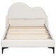 preview thumbnail 6 of 10, Beige Twin Size Upholstered Platform Bed with Cloud-Shaped Headboard Wooden Bed Frame No Box Spring Required Easy Assembly