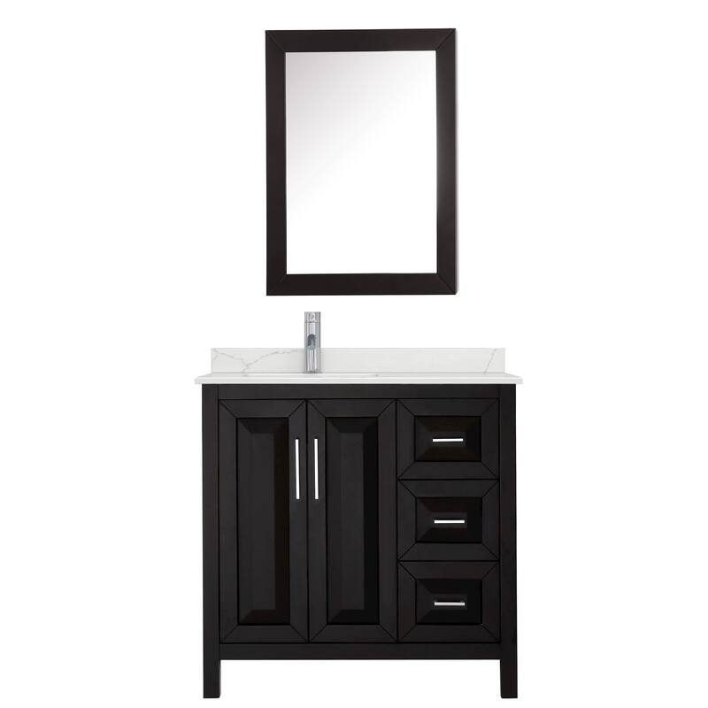 Daria 36-inch Single Vanity, Single Hole Quartz Top, Med Cabinet