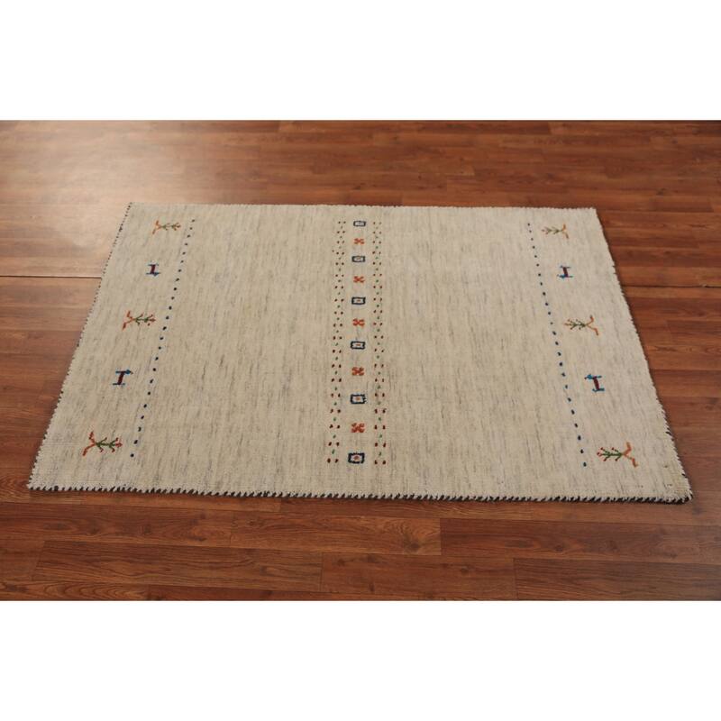 Tribal Gabbeh Oriental Foyer Rug Hand-Knotted Wool Carpet - 3'3"x 4'11"