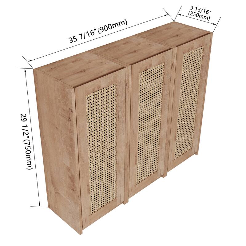 Modern Wall-Mounted Bathroom Cabinet with Hidden Handles & Reversible Doors, Floating Side Storage Cabinet