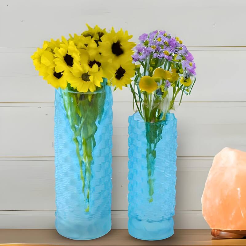 Aria Home Tall Speckled Sandstone Ceramic Oblong Table Vases Set of 2